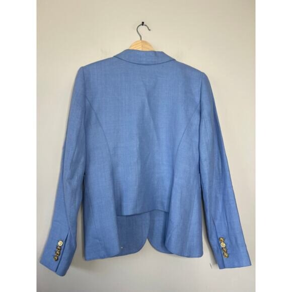 NWT Smythe Duchess Linen Lined Long-Sleeve Curvy Blazer Perwinkle Blue Size: 12 - Picture 6 of 7